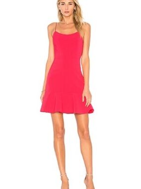 #07 • Alice + Olivia NWT Pink Spaghetti Strap Ruffle-Hem Mini Dress